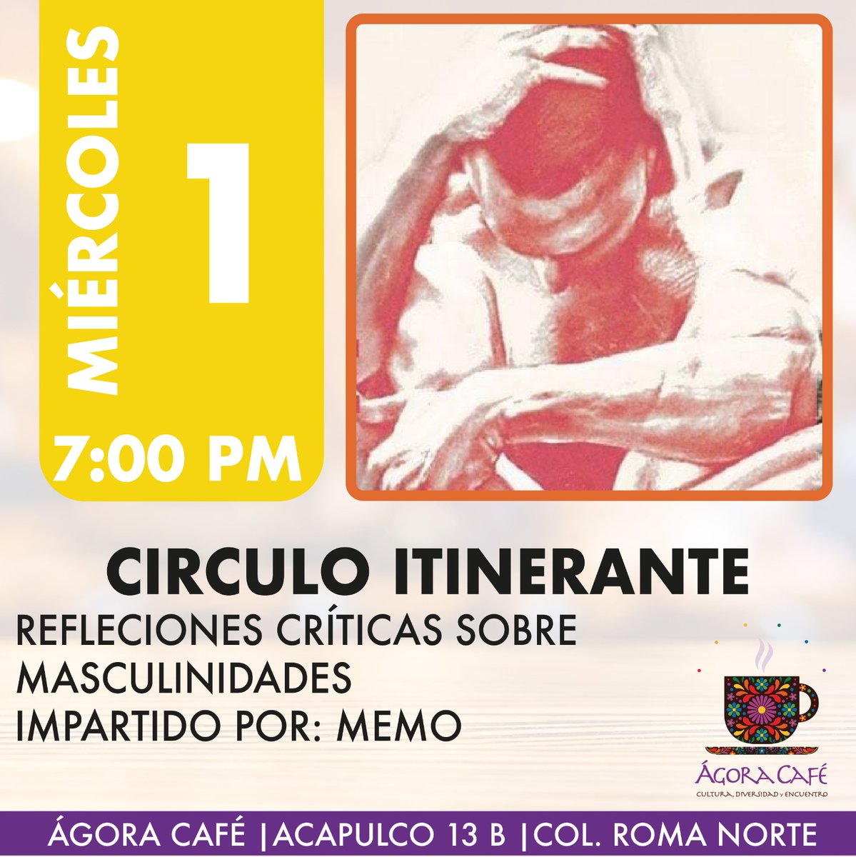 "Deconstruirse", algo que se dice fácil pero no resulta nada sencillo... por esa razón, les invitamos a nuestra reunión mensual del Círculo Itinerante de Reflexiones Críticas sobre Masculinidades. La cita es el miércoles 1° de marzo de 7 a 9 PM
 
#EntradaLibre  #Masculinidades