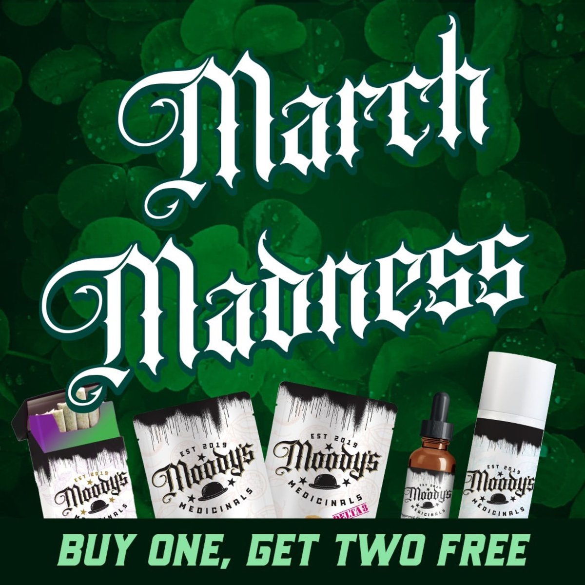 We are kicking off March Madness with a Buy One, Get Two Flash Sale! ⚡ Use promo code 'MADNESS' at checkout while supplies last. Soothe your muscles, joints, and mind with Moody’s Medicinals Intensive Healing Gels, Tinctures, Gummies, and Pre-Rolls. MoodysMedicinals.com