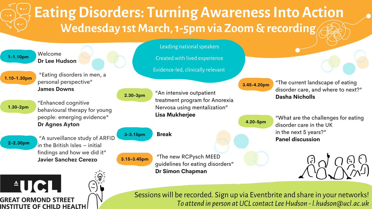 So proud & pleased to chair this even with @jamesldowns today -   @eatyourpeas @DashaNicholls @AgnesAyton @ich_ppp @ICHPsychMedTeam 

The takeaway is that the energy, enthusiasm and talent are all focused on making things better for people with #EatingDisorderAwarenessWeek