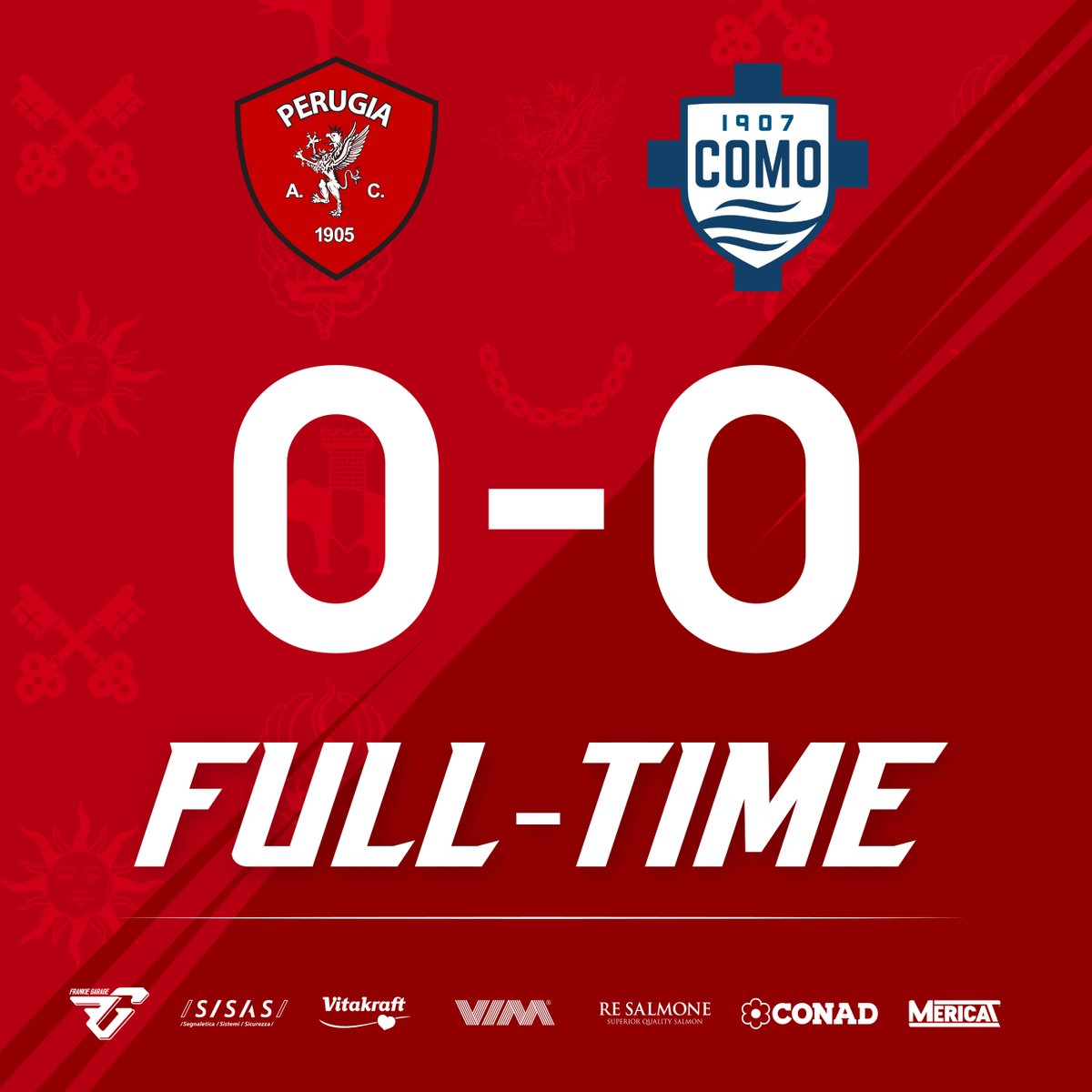 ACPerugiaCalcio's tweet image. Dopo 6&apos; di recupero triplice fischio!

Il forcing finale dei nostri ragazzi non sortisce effetto..

#PERCOM 0-0

#forzagrifo @Lega_B #SerieBKT #PerugiaComo #noisiamoperugia