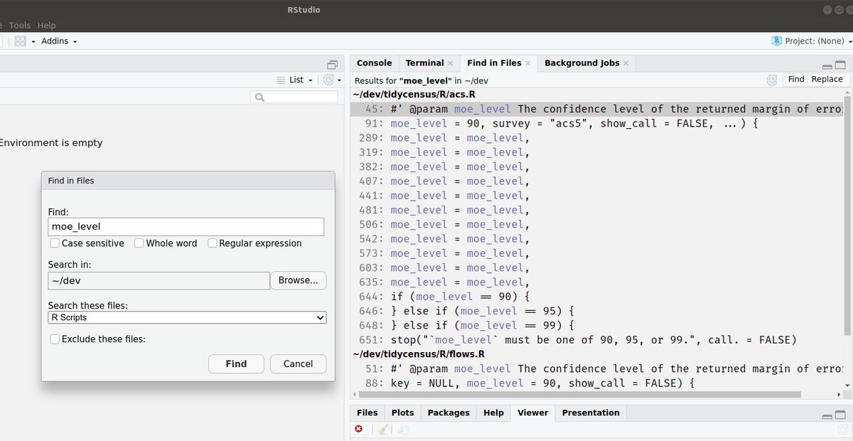 Do you ever *just know* you've written a line of code somewhere, but you can't find it?

Use Ctrl+Shift+F in RStudio to search for terms *within* #rstats scripts (and other files), then send a thank you to the good people at <a href="/posit_pbc/">Posit PBC</a>