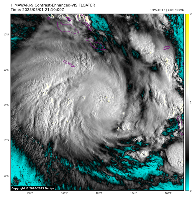 KacperWx's tweet photo. #09F (#16P) was designated a TD by @FJMETservice this afternoon Zulu time, and a TS by JTWC recently. RI is already likely occurring and 90kts peak is forecast by the JTWC compared to C2 AUS by FMS. I'm favoring the JTWC forecast more due to the environment ahead &amp; current trends https://t.co/wyEQPuFaiU