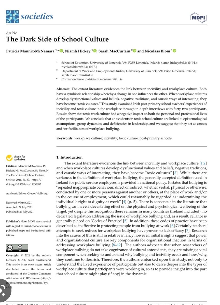 #PDSL
•Leadership Burnout
•Poor Teacher Retention 
•School Performance 

No other organisation would these article behaviours be tolerated but in education, they exist and impact all of the above. 

Addressing culture effectively is a must. 

#edchatie #leadership