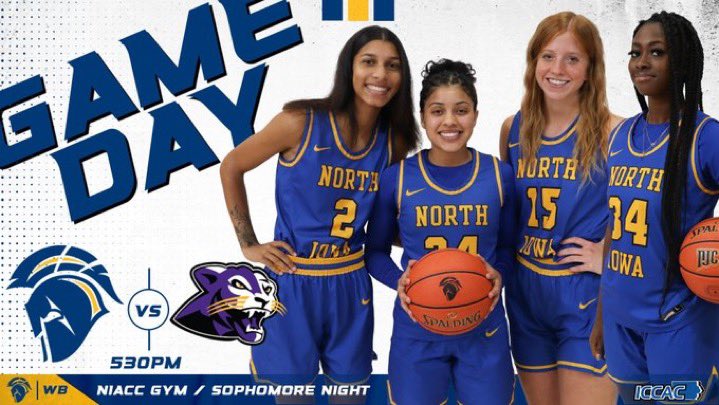 NIACCWBball's tweet photo. SOPHOMORE NIGHT!!!! 🎉🏀💙💛
Come and cheer for our 4 Sophomores this evening!! Game time at 5:30pm!!!
#KOURT
#PIP
#AUDREY
#ISIS https://t.co/C1q6Tqb2U3