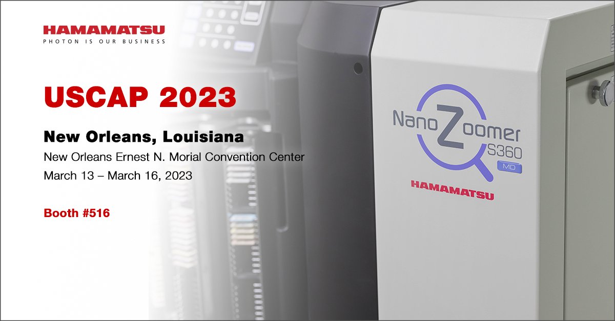 HamamatsuPhoton's tweet photo. We hope to see you in New Orleans for the @TheUSCAP Annual Meeting. Our experts will be in booth 516; please stop by to discuss your #digitalpathology needs and see our #NanoZoomer digital slide scanner.
https://t.co/4cxu28hO0W

#imaging #USCAP2023 #digitalslidescanner https://t.co/OZjRwwn9Es