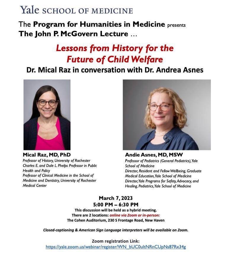 Excited to be coming back to New Haven to discuss how history can help us envision a system of child welfare supports in which children and families can thrive.