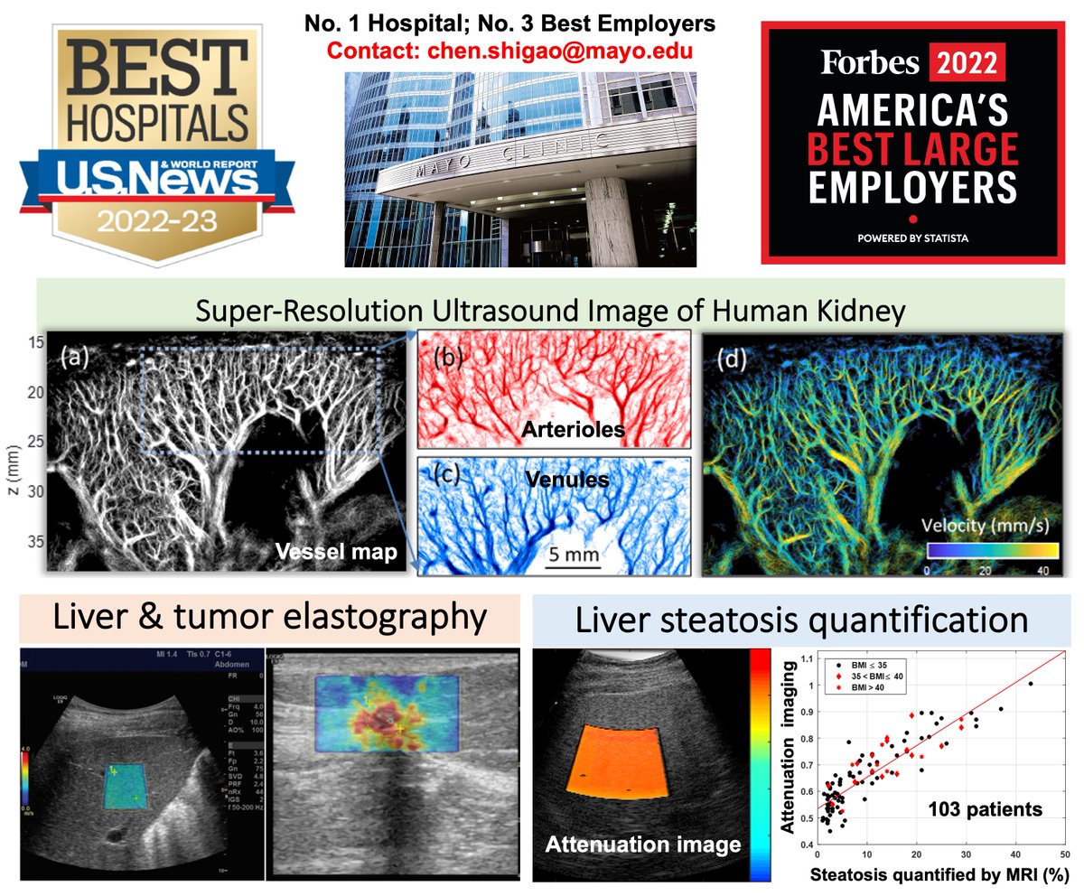 Do you want to pursue postdoctoral research at the No. 1 hospital in the US <a href="/MayoClinic/">Mayo Clinic</a> with a world-class team of researchers and clinicians lead by Prof. <a href="/ShigaoChen/">Shigao Chen</a>? Please send your CV to chen.shigao@mayo.edu if you are interested.