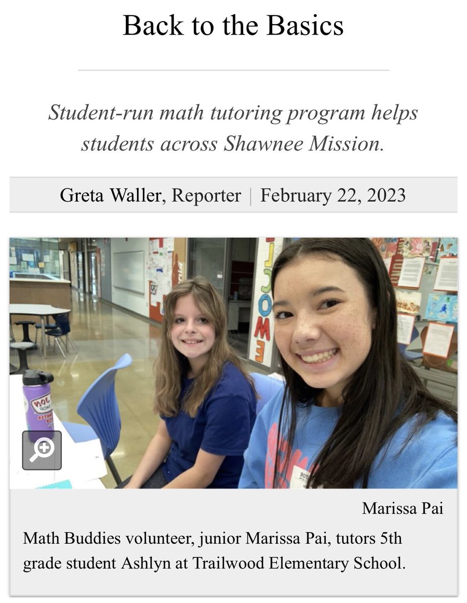 Student-run math tutoring program helps students across Shawnee Mission. Read this online story here ➡️ smsouthnews.com/15462/news/bac…