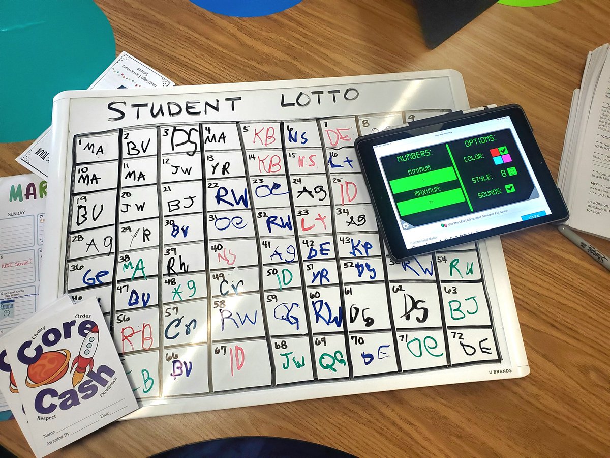 Yall know Me -> Any reason to Play a Game!🎲♟️
Today was review in Math. Ss completed problems, showed work, &amp; shared answers for a chance to write their initials in a square
Our random number generator then picked some very lucky peeps for PRIZES!! 🎊
#RocketPower 🚀 #WarrenWill