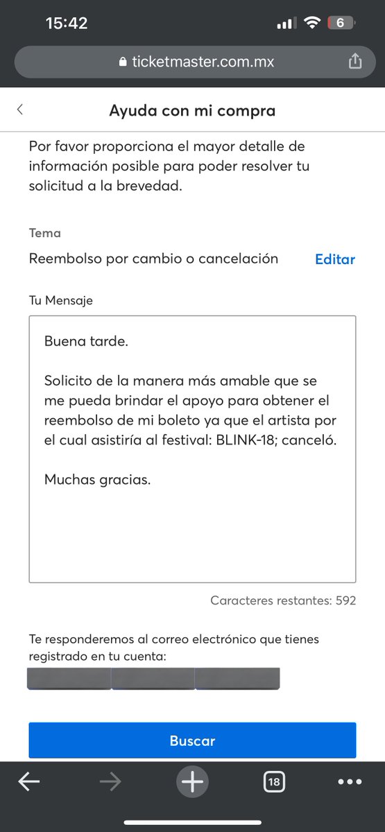 ailoviutl's tweet photo. 🚨 Tutorial Reembolso Pal’ Norte 🚨

Básicamente es dirigirse al sitio web de Ticketmaster, en próximos eventos, seleccionar Pal’ Norte 1 de Abril, en la parte de abajo hay un botón de ayuda, utilizan estas opciones y al final redacta el motivo del reembolso.

Blink-182 #Blink182 https://t.co/tfcSdyisMu