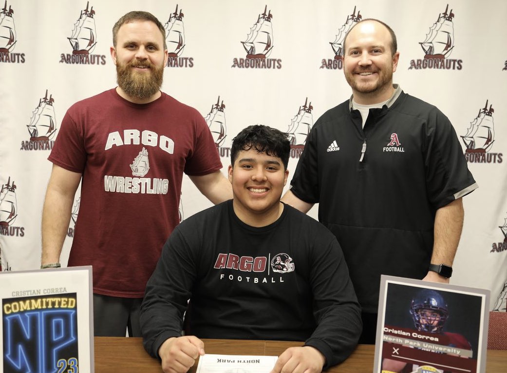 Congratulations to Cristian Correa (<a href="/CristianC16_/">Cristian Correa</a>) on officially signing today to attend North Park University!
#BuildtheShip | #TheRightWay

<a href="/CoachRook/">Kyle Rooker</a> <a href="/NPUFootball/">North Park Football</a> <a href="/CoachRossberg/">Coach Rossberg</a> <a href="/EDGYTIM/">Timothy “EDGYTIM” OHalloran</a> <a href="/DeepDishFB/">DEEP DISH FOOTBALL</a>