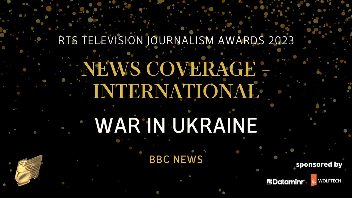 RTS_media's tweet photo. The News Coverage – International award goes to @bbcnews’s War in Ukraine, which judges described as “vivid and brave frontline reporting with insightful coverage of the refugee problem and the politics driving the Ukraine conflict” – well done to the team #RTSAwards https://t.co/ABl8JdSoIt