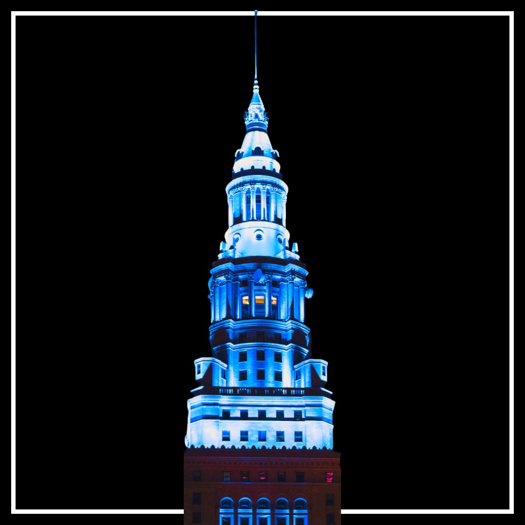 TowerLightsCLE's tweet photo. BLUE | For Colorectal Cancer Awareness 

Colorectal Cancer is among the most underfunded in cancer research, even though it’s the second deadliest cancer for men and women combined. 

#ColorectalCancerAwarenessMonth https://t.co/GqoMPTsZ6I