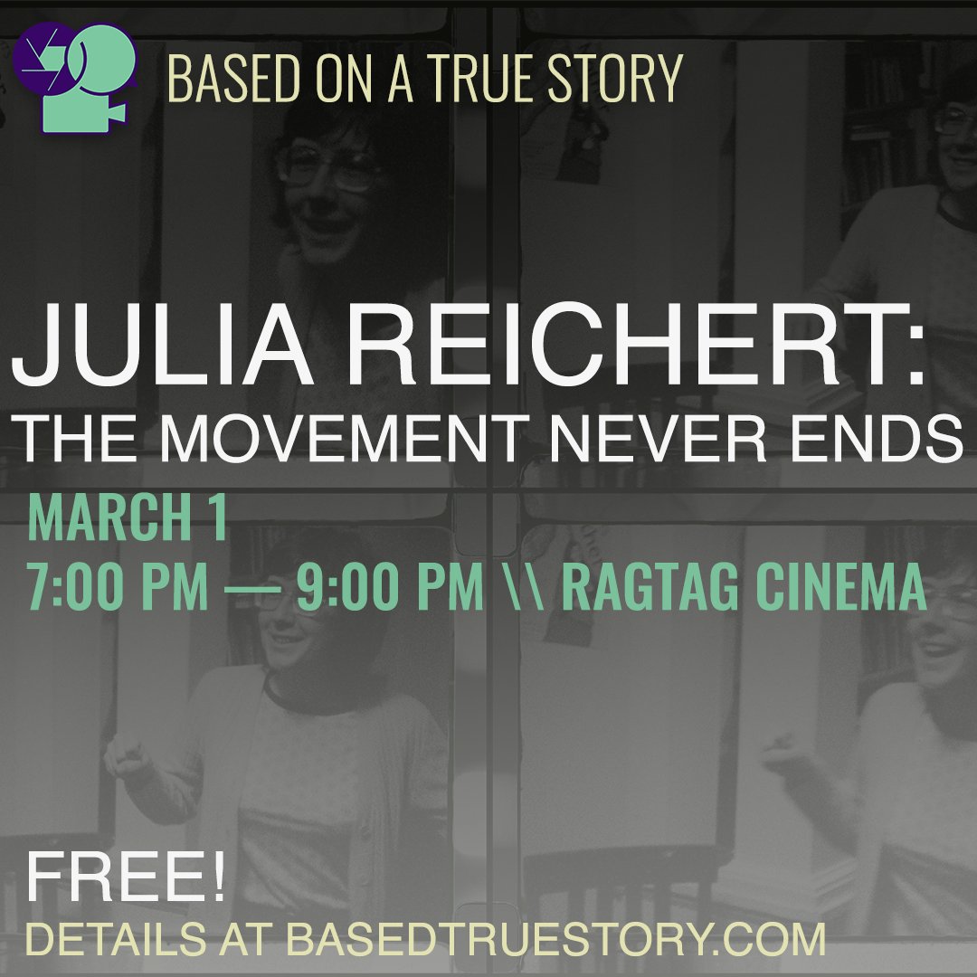 DocJournalism's tweet image. In town for @truefalse? The Based On A True Story conference starts tonight! We&apos;re kicking things off with a work-in-progress screening from Academy Award-winning filmmaker Steven Bognar at @RagtagCinema, remembering documentary icon Julia Reichert.