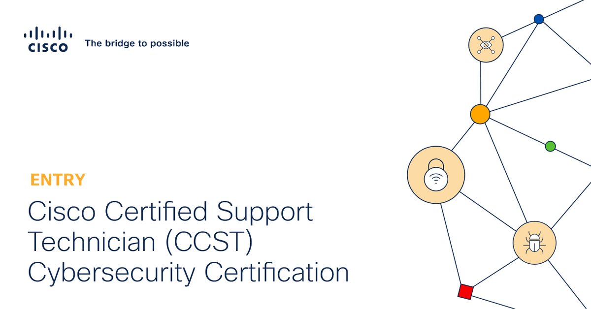 CiscoNetAcad's tweet photo. Earn your entry-level CCST Cybersecurity certification! 

CCST certification is an excellent way to validate your skills and add to your resume for employers to see!

Learn more here: https://t.co/3Ka8xpvzS8 https://t.co/r0Myu3Cbv2