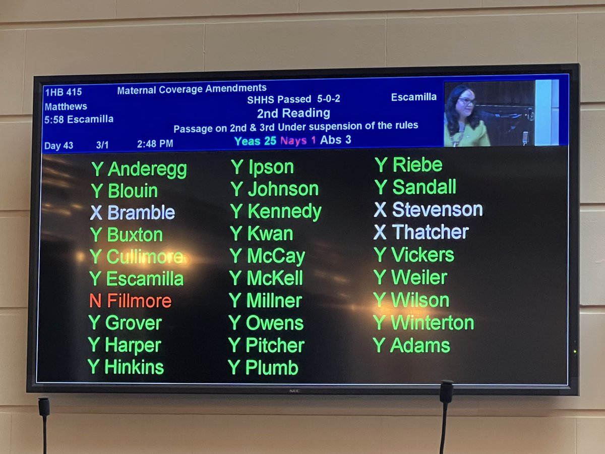 Jennifer Plumb (@jennifer_plumb) on Twitter photo Maternal Coverage for doula services passes! Thank you <a href="/SenatorLuz/">Sen. Luz Escamilla</a> and <a href="/AshleeUT37/">Representative Ashlee Matthews</a> HB415
le.utah.gov/~2023/bills/st… Maternal Coverage for doula services passes! Thank you <a href="/SenatorLuz/">Sen. Luz Escamilla</a> and <a href="/AshleeUT37/">Representative Ashlee Matthews</a> HB415
le.utah.gov/~2023/bills/st…