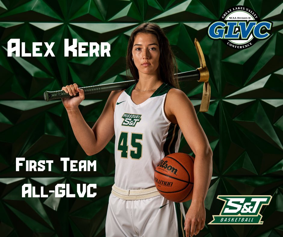 Congratulations to Alex Kerr for earning First Team All-GLVC. Alex averaged 17.3 points, 10.2 rebounds and 1.2 blocks while shooting 51.5% from the field in GLVC play.
<a href="/alexandrakerr45/">Alexandra Kerr</a> 

#GoalMine #KeepDigging