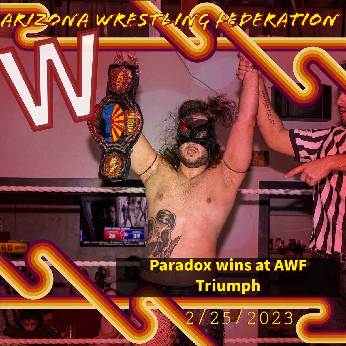 prowrestlingaz's tweet photo. Paradox gets a “W” at Triumph!

Photo: Macormac Image Works

#prowrestling #arizona #awf #luchalibre #sports #thingstodo #POTD #gilbert #beer #fun #win #w #winning #victory https://t.co/QEhWsoFie4