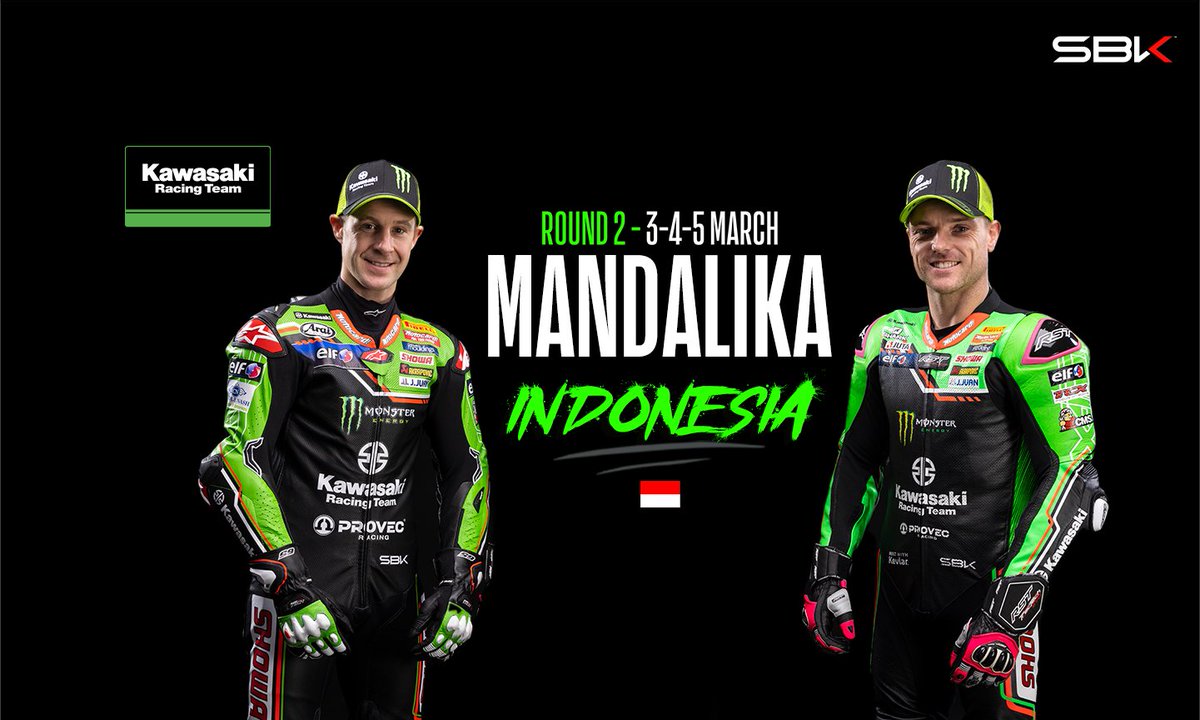 Kawasaki_Italia's tweet photo. 🏁 Non c’è tempo per il riposo, dopo il rocambolesco round 1 in Australia, il circo della Superbike fa tappa in Indonesia, nel circuito di Mandalika. Per Jonathan Rea e Alex Lowes è il momento della rivincita! 

#ForzaKawa #IDNWorldSBK https://t.co/KfumKv2W8Z