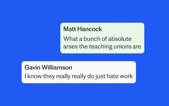 AdamBienkov's tweet image. What Gavin Williamson said about teachers in public, vs what he said about them in private.
