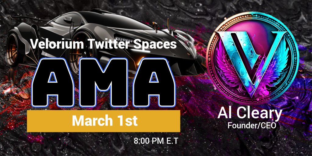 VeloriumCrypto's tweet photo. Come join us Tonight at 8:00 PM E.T as we take a deeper look into @VeloriumCrypto with AL Cleary Founder/CEO. Bring your questions. @Jman350Z @Alex15921234 @EdwardVinson18  @MichaelCornwell @WadiCryptoHunt @Markeverest1816 @Magicraig1 #Crypto #velorium #presaleworld https://t.co/RE5E1LVpa6