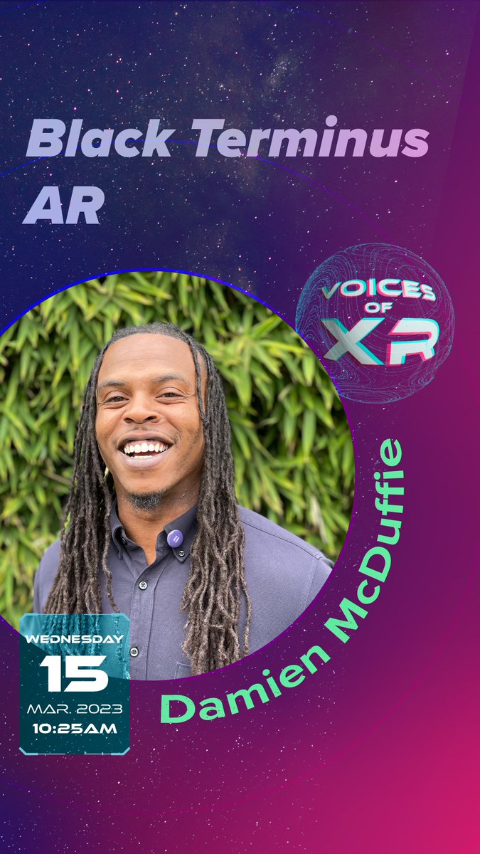 Interested to learn more about Black Terminus AR, an app that brings art archives to life through #VR? Listen to Damien McDuffie, app founder and <a href="/MIT/">Massachusetts Institute of Technology (MIT)</a> &amp; <a href="/BLKPublicMedia/">Black Public Media</a> visiting artists program fellow talk about it March 15th! @RCLibraries <a href="/wordxlife/">Damien Lamar McDuffie</a> #VoicesofXR2023