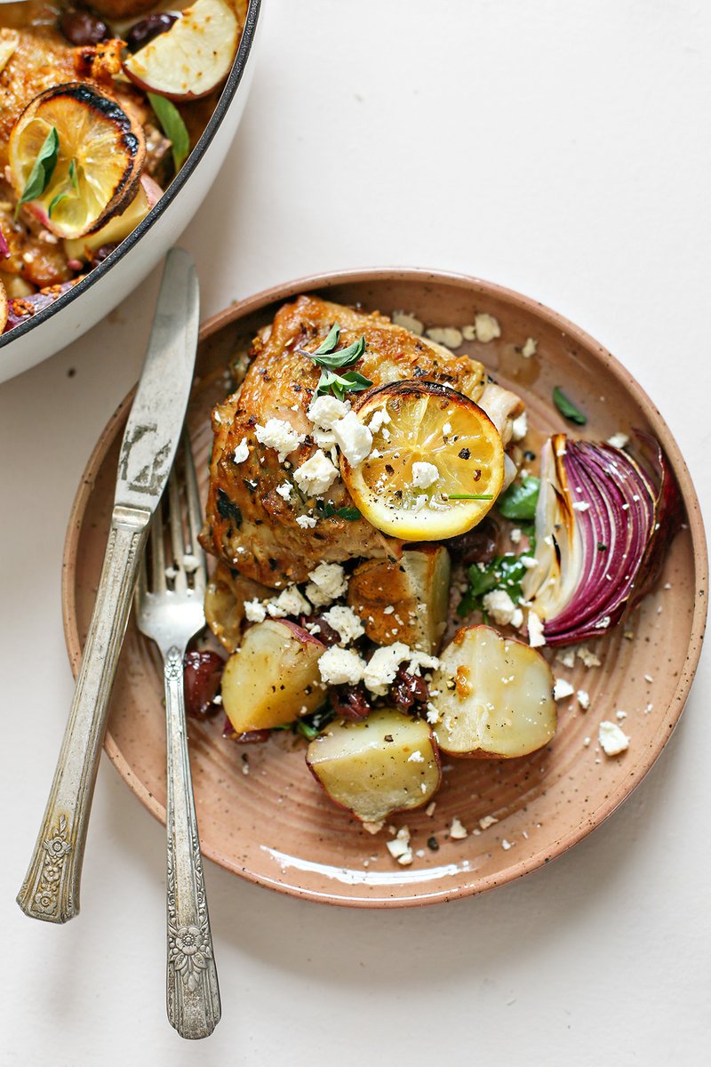 These Greek Chicken Thighs are a delicious one skillet meal with tons of amazing flavors. You'll love that this roasted Greek chicken is easy enough for a weeknight, but nice enough for company.  goodlifeeats.com/lemon-oregano-…