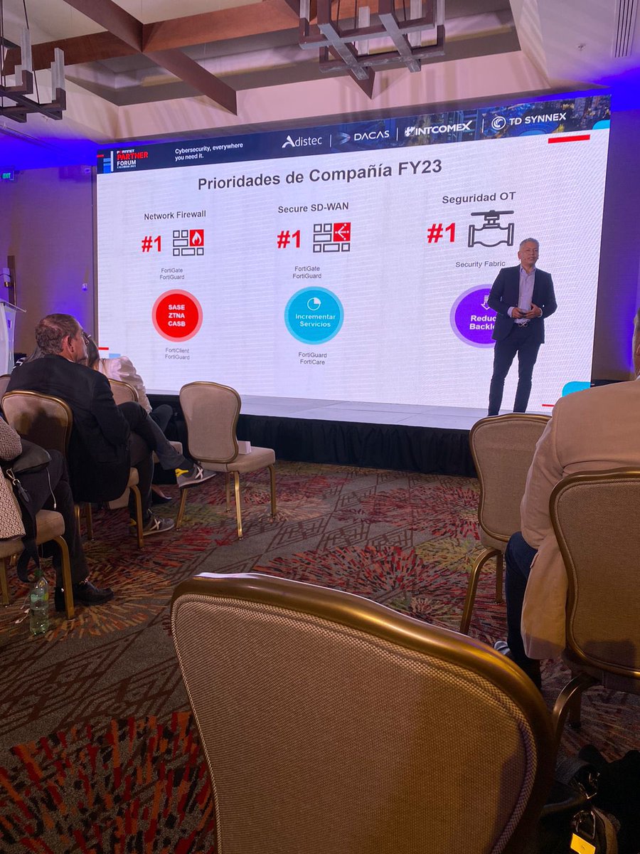 ITSitio's tweet image. @FortinetLATAM logró un crecimiento del 46% en ventas en Colombia. El Senior Sales Dir. invitó a los partners a continuar creciendo, sobre todo priorizando: #networkfirewall #securesdwan #seguridadOT con ayuda de sus mayoristas @adistec @dacasoficial #intcomex @TDSYNNEX 🔥