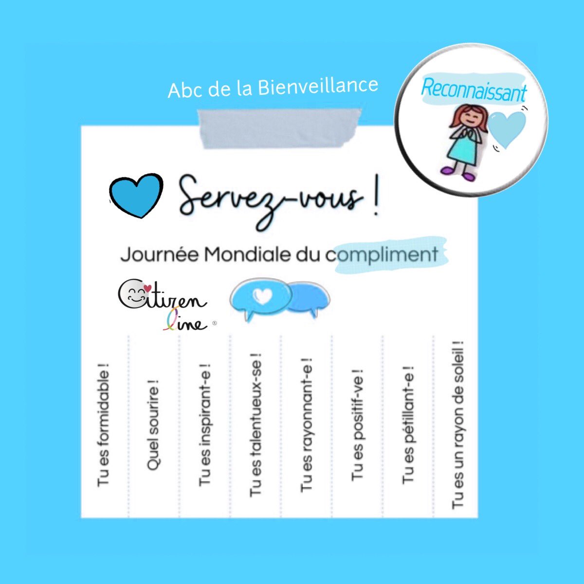 CitizenLineFR's tweet photo. Servez-vous ! 
Cette journée vous avez fait preuve de #Bienveillance !
#journeeducompliment 
Quel compliment avez vous noté à la machine à café ?
#RH #Softskills #QVT 
#Merci https://t.co/Q9Ej2uU1oi