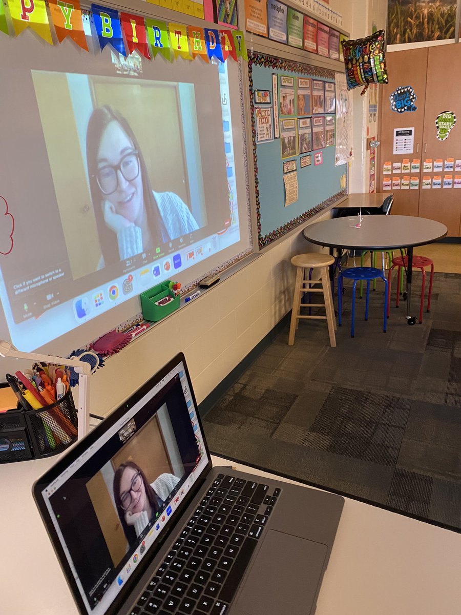mrscrystalbell's tweet photo. We had our 2nd guest reader today and enjoyed listening to a Hollow Kids series story over Zoom. #lakeviewvikes #SCRAA @ShellCreekVikes https://t.co/tRg4NqHjnd