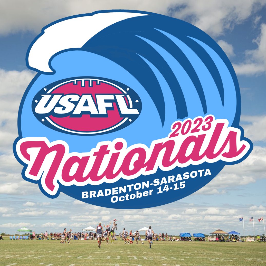 USAFL1997's tweet image. 🌊CATCH THE WAVE!  

The 2023 USAFL Nationals are coming back to Bradenton-Sarasota and the Premier Sports Campus, and the logo for the tourney is here!

The event schedule as well as hotel info, is on our website: usafl.com/nationals/2023