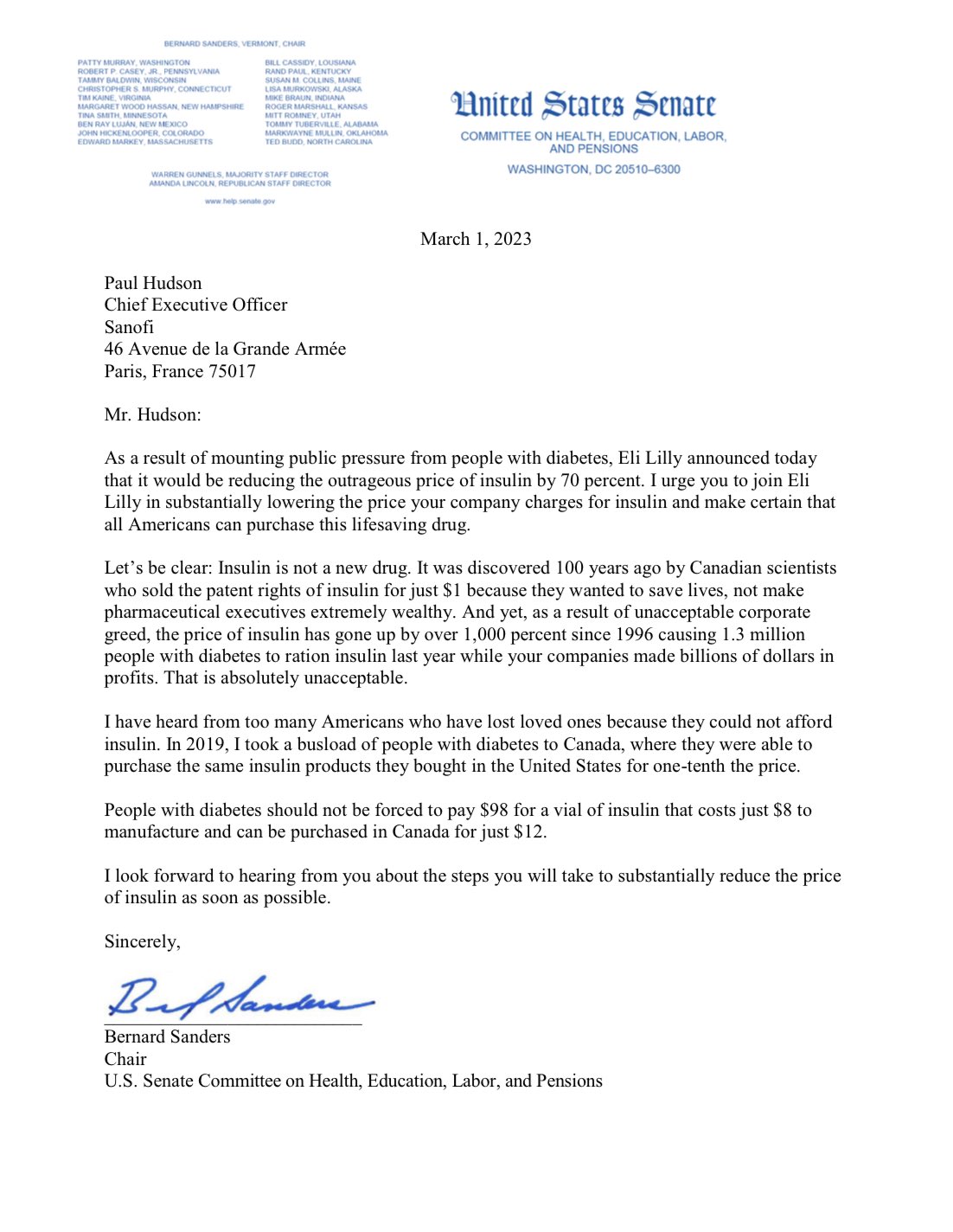 Bernie Sanders on Twitter "Public pressure forced Eli Lilly to reduce