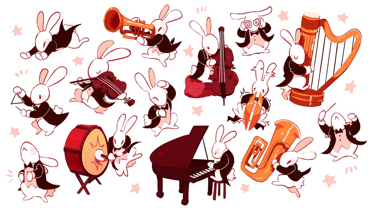 「orchestra bunnies 」|The Trashiest Padaのイラスト