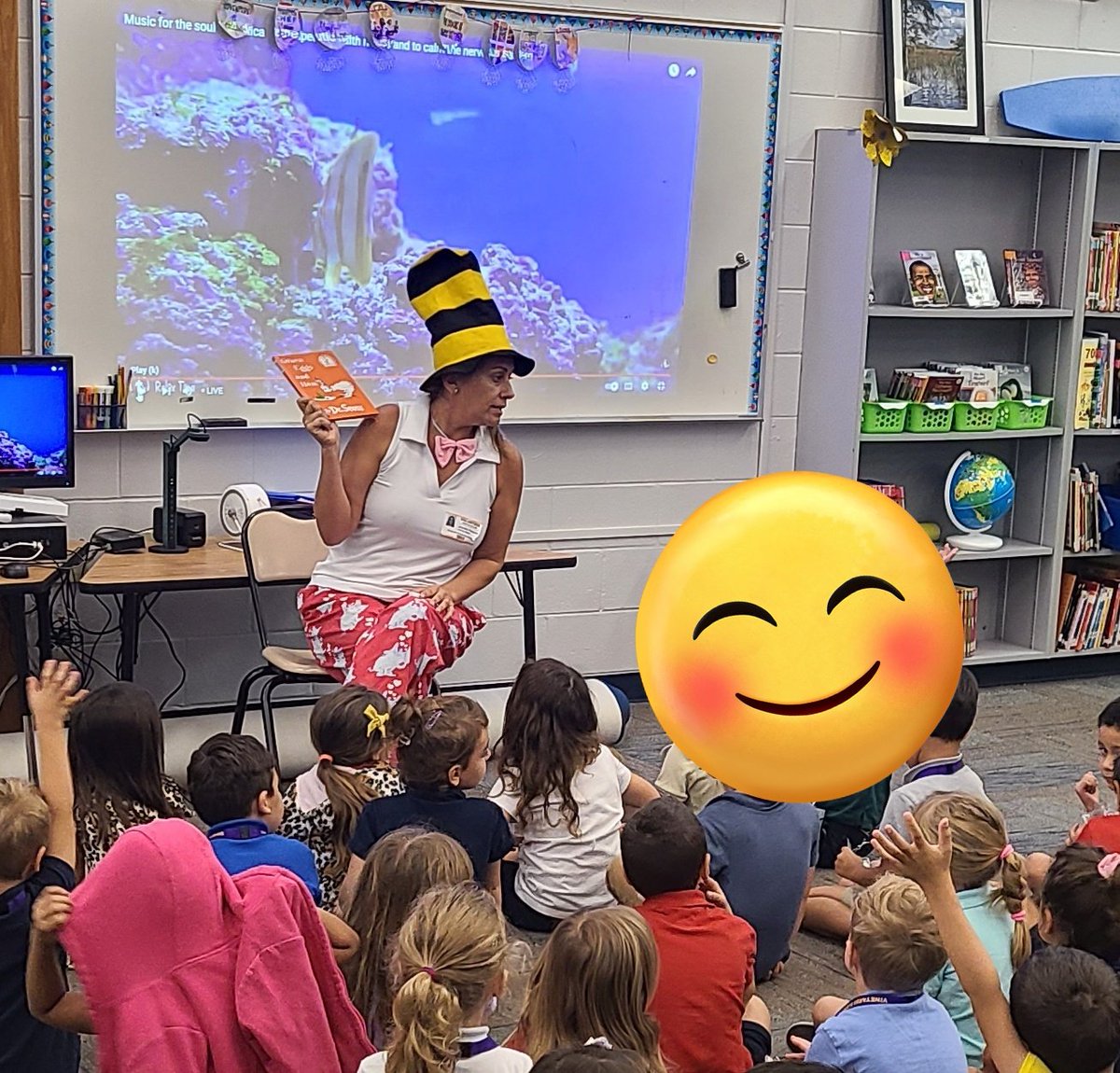 MrsPetryBookCo1's tweet photo. We had a few special guest readers in media today. I missed a pic of Miss Patti, but our kiddos were so excited to see her. Thank you to our readers! Here are a few pics from the day. @pto_ves @VineyardsVipers https://t.co/zS9IZ0Z5aN