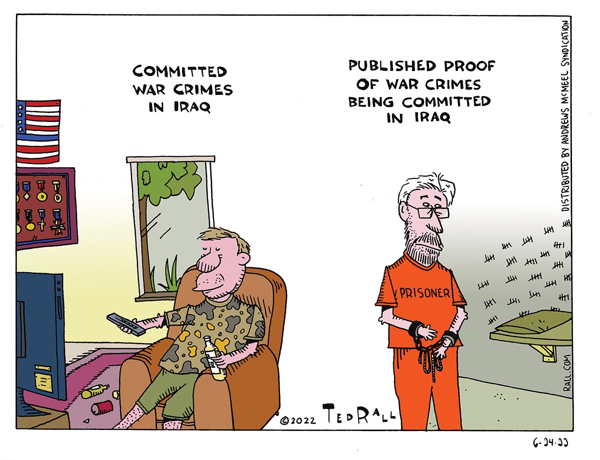 DefenseAssange's tweet photo. War criminals walk free and wealthy while those who expose war crimes sit in jail. Where is the sense in that?
#FreeAssange https://t.co/R4Kijqf35n