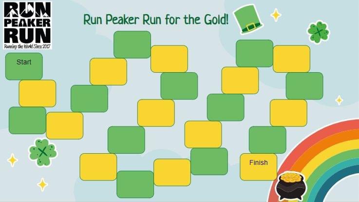 This month, RPR challenges you to Run for the Gold! During March, move as many days as you can, for at least 20 min a day. Use this pic to keep track of your activity, and and don't forget to tag us with #RunPeakerRun #RPRForTheGold May the luck o' the Irish be with you!