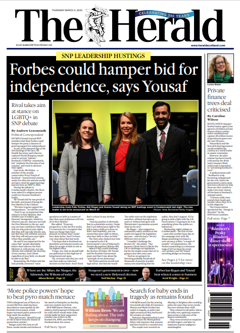 heraldscotland's tweet image. First look at tomorrow&apos;s front page

#TomorrowsPapersToday #BBCPapers #skypapers