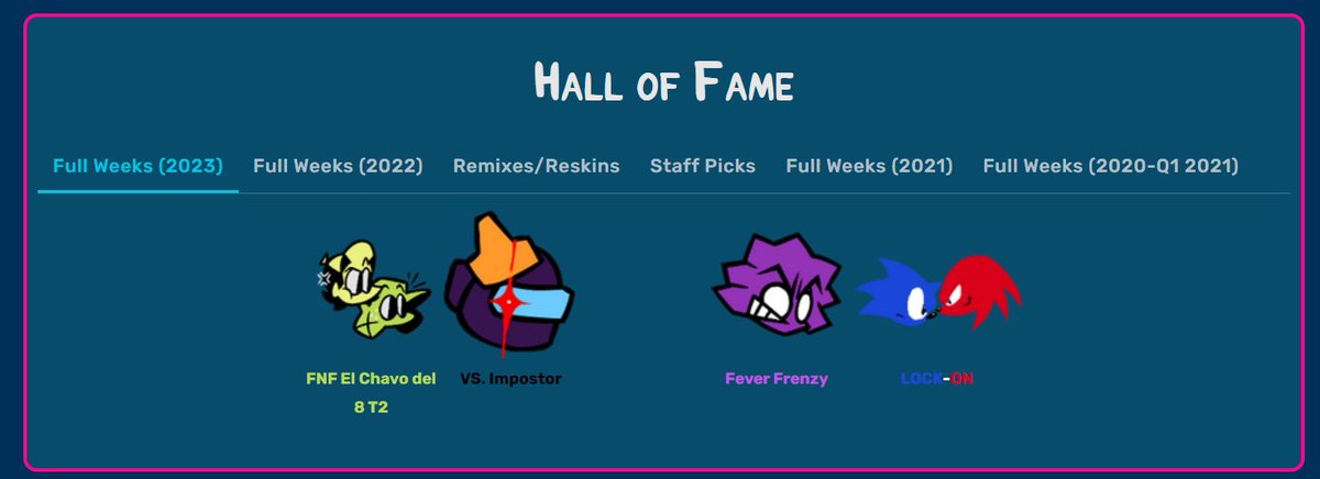 FunkipediaM's tweet photo. On March 1st, 2023, the mod LOCK-ON has been added to the Funkipedia Mods Wiki's Hall of Fame.
Congratulations to:
@casinobunbun, @panchonatorr, Saturn7Sega, iGenesis_X, and @_blon_. https://t.co/6JKQHRtCW2