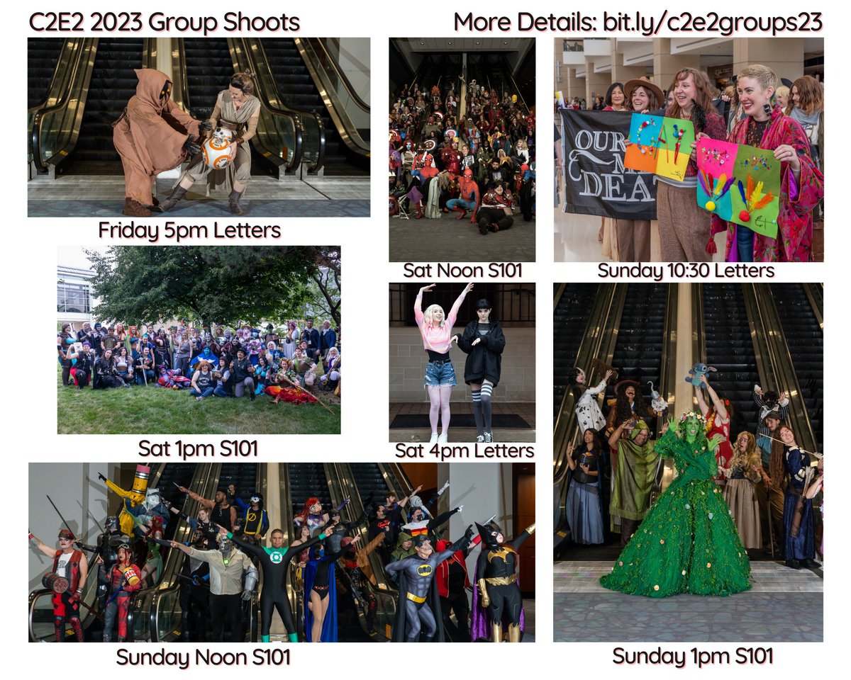 Shutterchi_'s tweet image. The Unofficial @c2e2 *Big* Cosplay Group Shoot schedule is now live! bit.ly/c2e2groups23
 
#C2E2 #C2E22023 #C2E2Cosplay #Cosplay #ChicagoCosplay #OMFD #ofmdcosplay #CriticalRole #CriticalRoleCosplay #Marvel #DC #StarWars #Disney #Wednesday #WednesdayAddams