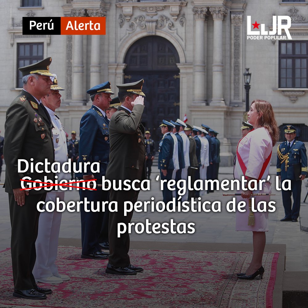 PoderPopularPE's tweet image. Peligro para la libertad de expresión.

El protocolo de supervisión policial que implica la regulación de la cobertura periodística de las protestas. 

Propuesta fue elaborada por el Ministerio del Interior, Salud, Justicia, PNP y el Colegio de Periodistas.

#SOSPeru
