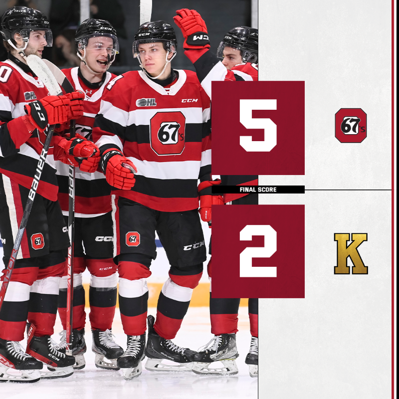 Ottawa67sHockey's tweet photo. Will Gerrior scored twice, along with goals from Pavel Mintyukov, Jack Beck, and Chris Barlas, en route to a 5-2 win over the Kingston Frontenacs on home ice, Wednesday night.