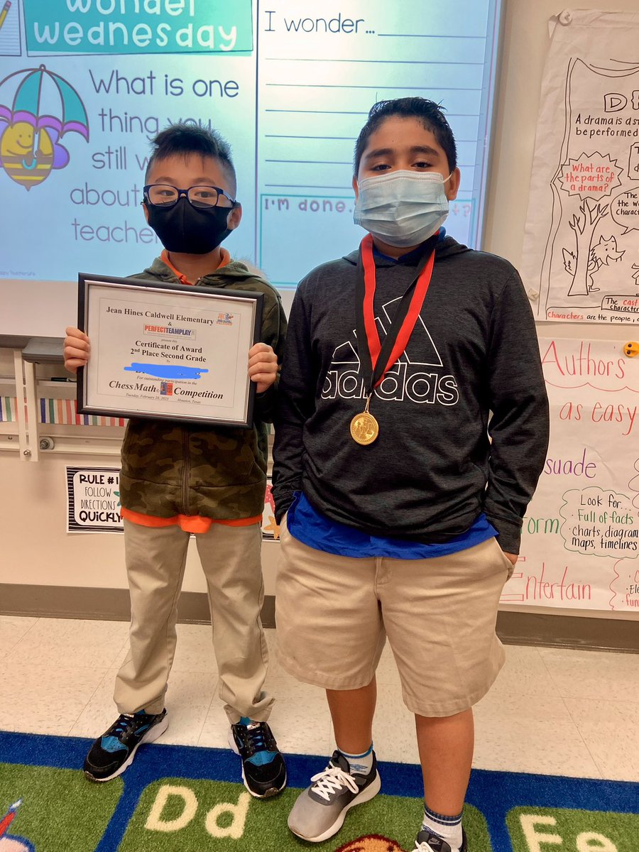 TeacherEvans87's tweet image. Congratulations to two of my very own #ChessMath winners! I’m so proud of them! ♟️♥️ @HinesCaldwellES @DarceleLofton @KhuatMrs