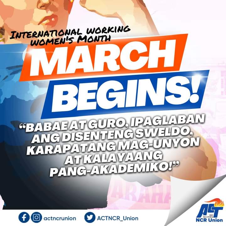 This Women's Month, let us continue to fight for the rights and dignity of all women, including public school teachers, and to demand better working conditions, benefits, and salary upgrading! #WomensMonth #UpgradeTeachersSalariesNow #InvestInTeachers