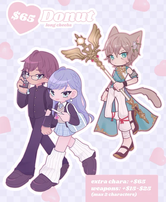 donut &amp; little beans c0mms open!1 donut slot &amp; 3 beans slotsplease visit the ko-fi link for more previews &amp; if you're interested!  