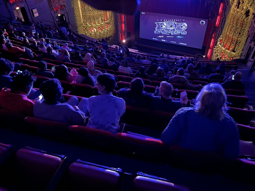 RRRMovie's tweet photo. A 1647-seater venue is sold out in Los Angeles, USA on the 342nd day of #RRRMovie release. 🙏🏻🙏🏻🙏🏻 

It's heartwarming to see the audience waiting in a long queue to get inside. ❤️❤️ @BeyondFest @am_cinematheque @VarianceFilms @sarigamacinemas 

https://t.co/dBlw4eFaXA