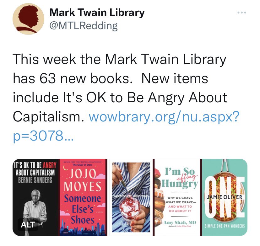 OurRev305's tweet photo. A reminder your local library may have @BernieSanders’s new book to borrow if you aren’t able to purchase a copy! 📚
#BorrowTheBern #ReadTheBern https://t.co/B6GVcqpNUc
