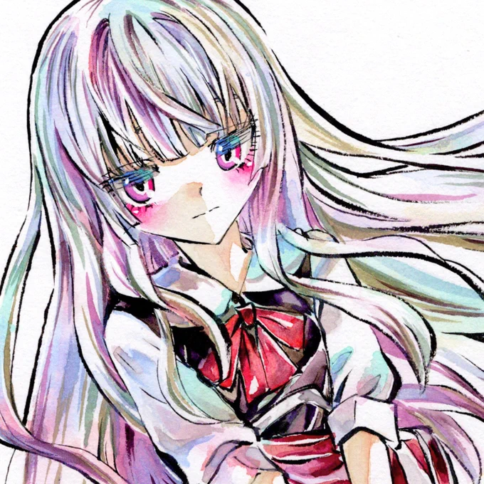 手描きイラスト◆創作◆色紙◆墨彩画 「待ち合わせ」  #ヤフオク 