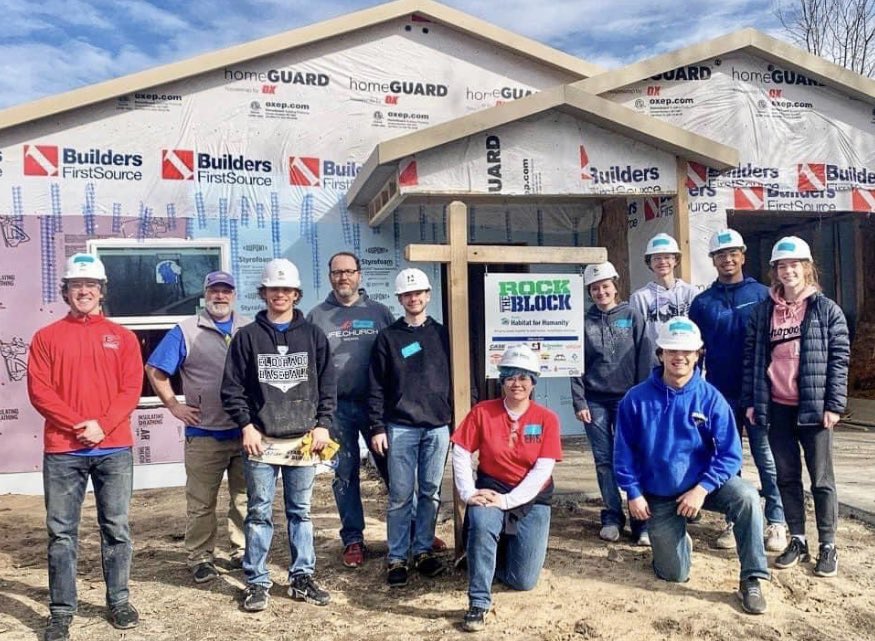 Proud of our guys @MichaelRiddle60 @gannonwhite4 @adam_cavallaro and @Jalen_Rice1422 for going and helping build a house today for NHS and Habitat for Humanity #partofthepride #servingothers