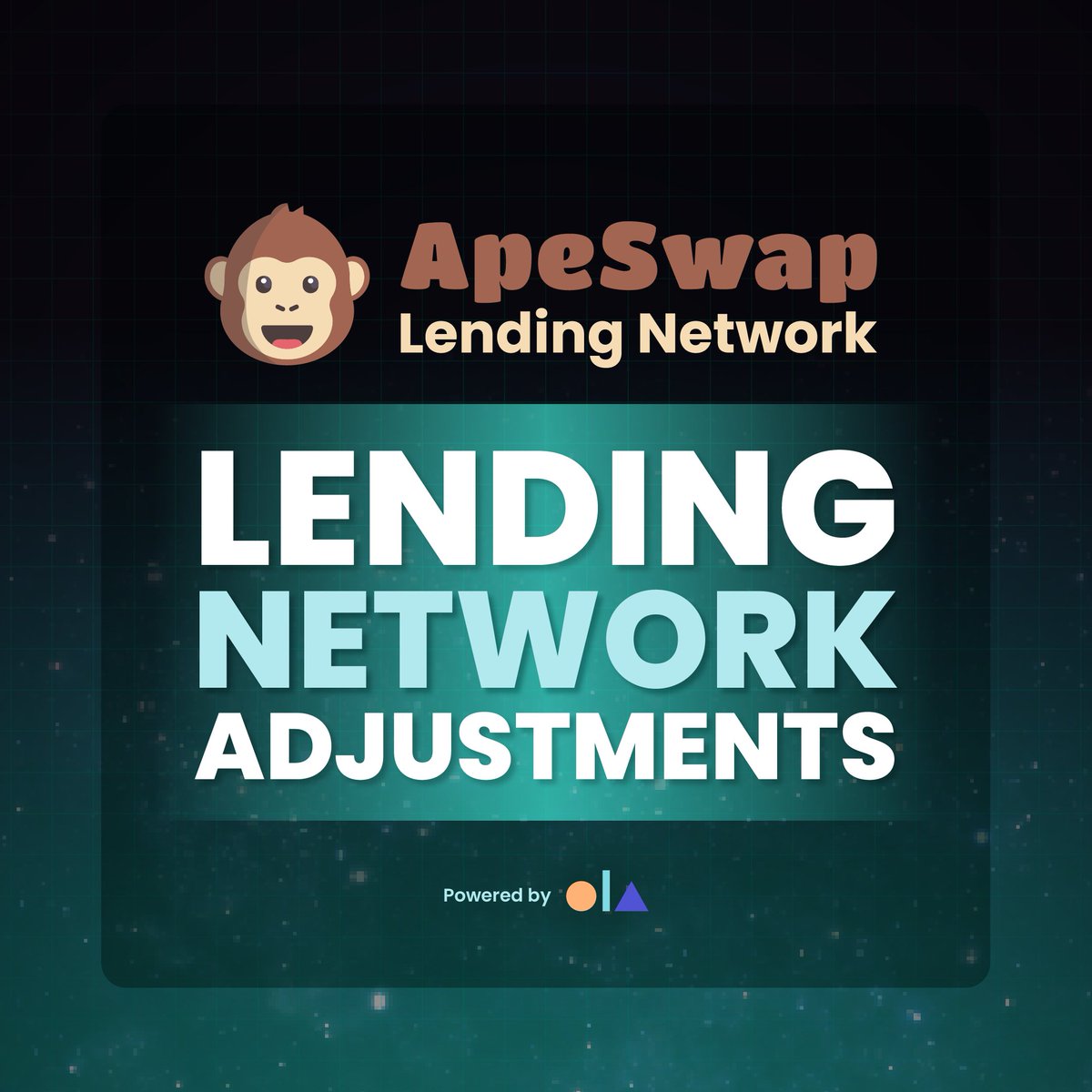 ApeBond's tweet photo. Upcoming #ApeSwap Lending Network Adjustments

We're making some minor changes to the reserve factors to improve the efficiency of the lending network. ⚖️

🗓️ Changes will go into effect in the next 24-48 hours. 

Full breakdown➡️ https://t.co/gTt6ZUGqtJ https://t.co/xvGFzKelcd