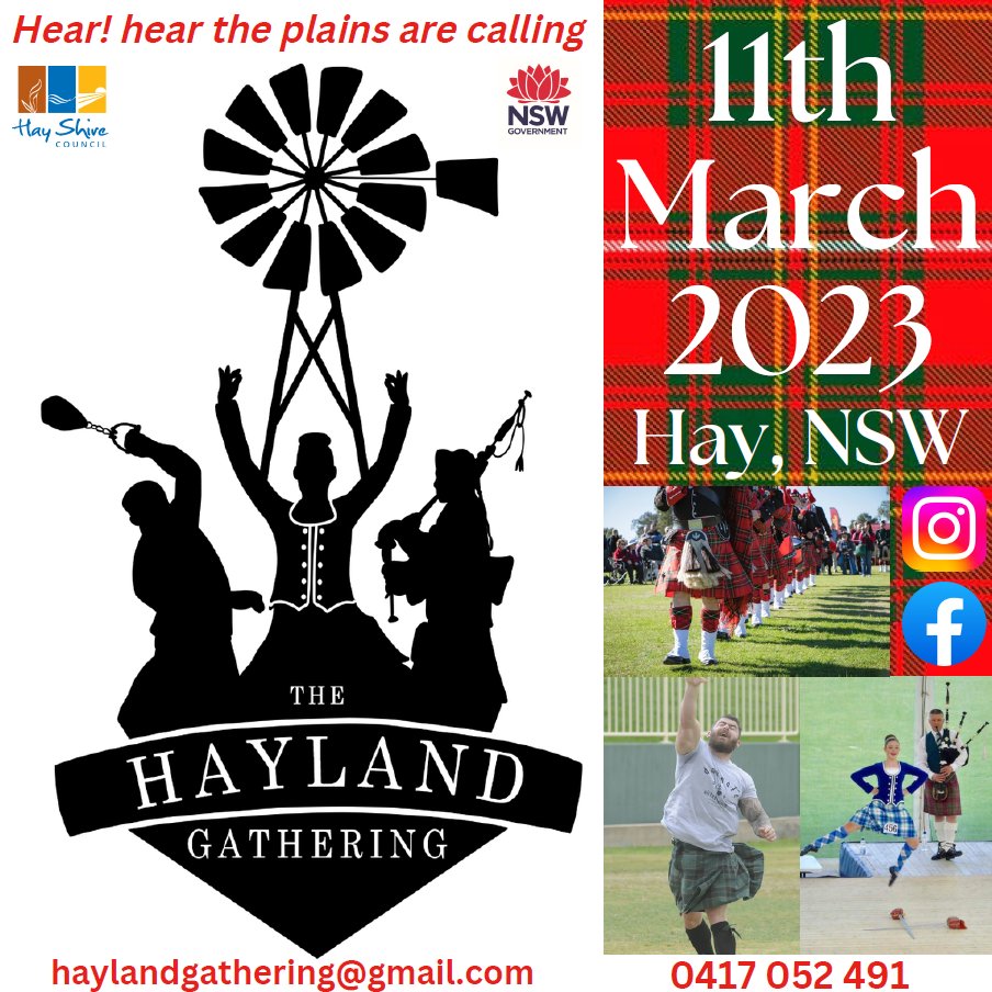 Scottish_Banner's tweet photo. 1 week to go to the inaugural #haylandgathering, held Saturday 11th March 2023 at #Hay Oval NSW, from 11am.
#GatherTheClan #HayNSW #GetYourKiltOn #ScotSpirit #ScottishBanner #HighlandGathering #ScottishFestival #HighlandGames #VisitHay https://t.co/d98w4ECyco
